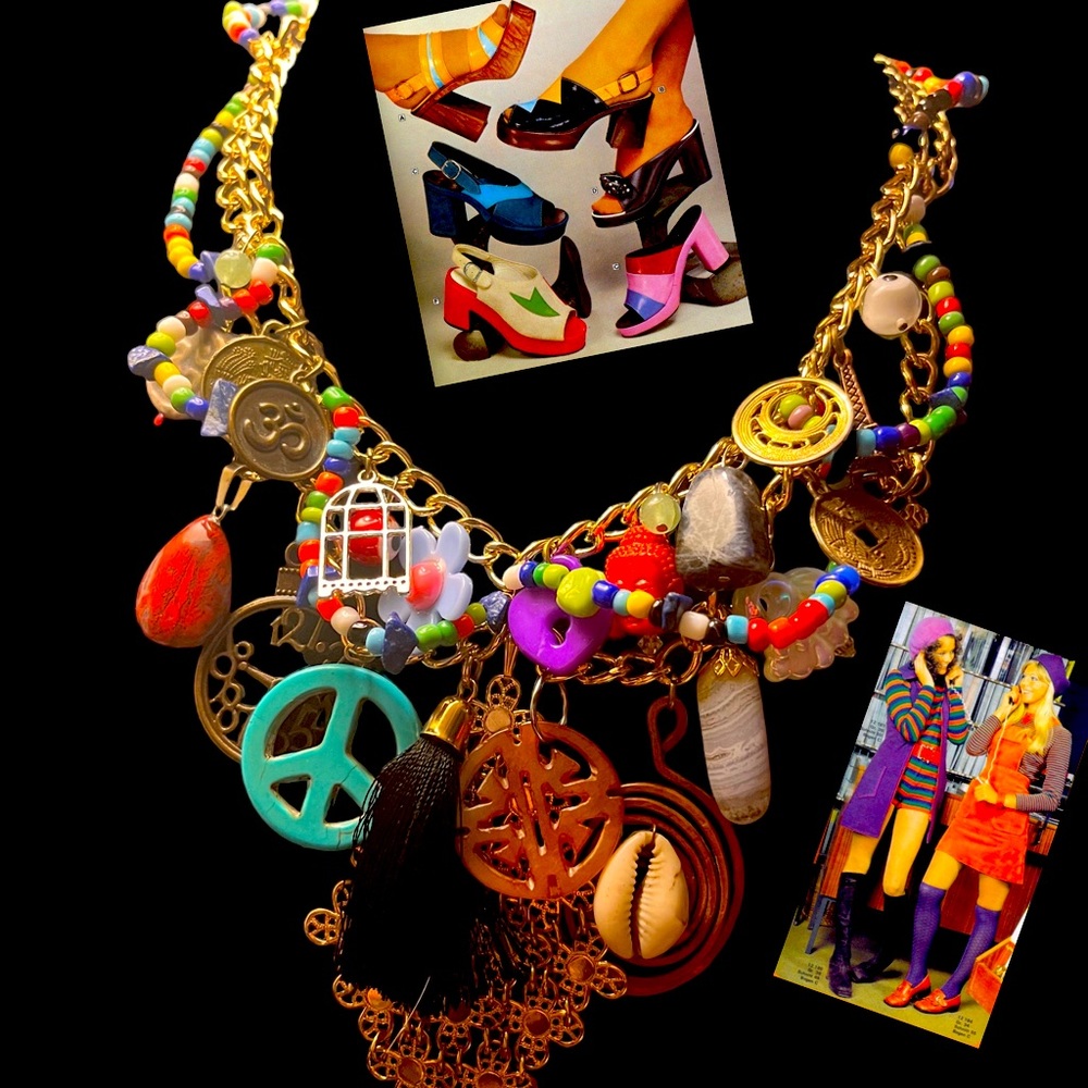 Handmade boho charm necklace